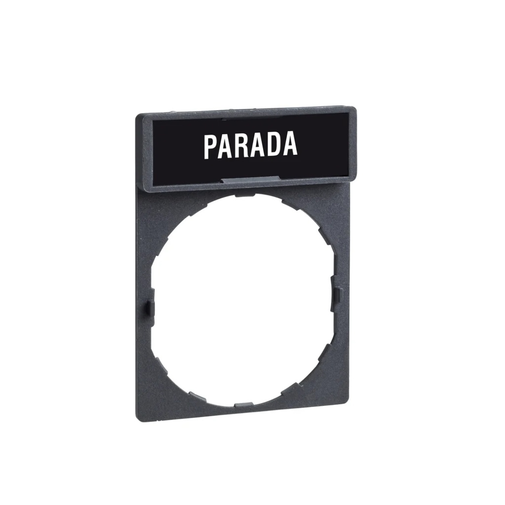 PLACA LEYENDA 30X40MM ROJO TEXTO BLANCO PARADA HARMONY