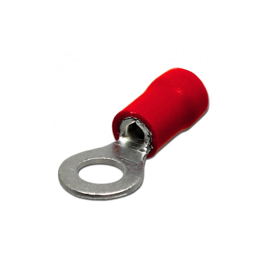 Terminal Ojal Aislado Ø 5/16" (8mm) – 22-16 AWG (0.5-1.5mm²) Rojo (100 und)