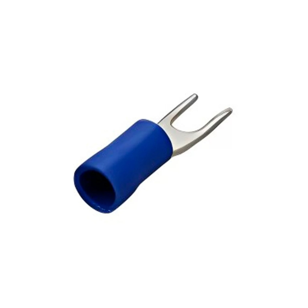 Terminal Horquilla Aislado Azul (100 und) Ø 1/8" (3.5mm) – 16-14 AWG (1.5-2.5mm²)
