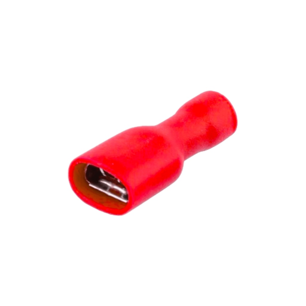 Terminal Hembra Aislado PVC – 22-16 AWG (0.5-1.5mm²) Rojo (100 und)