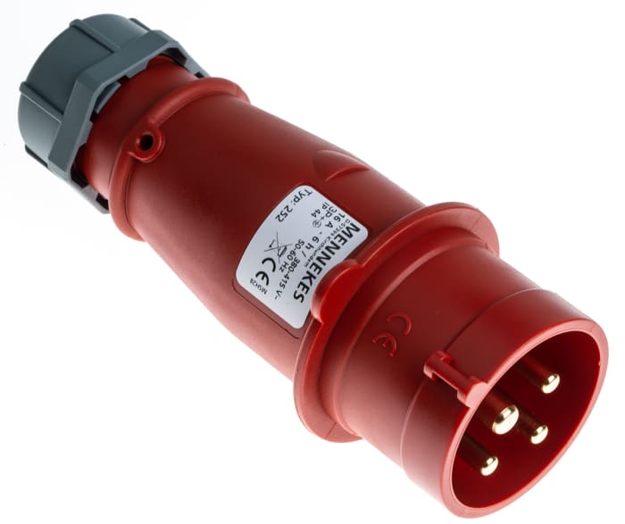 Enchufe 16Amp 3P+T 415V Rojo 6H Ip44 