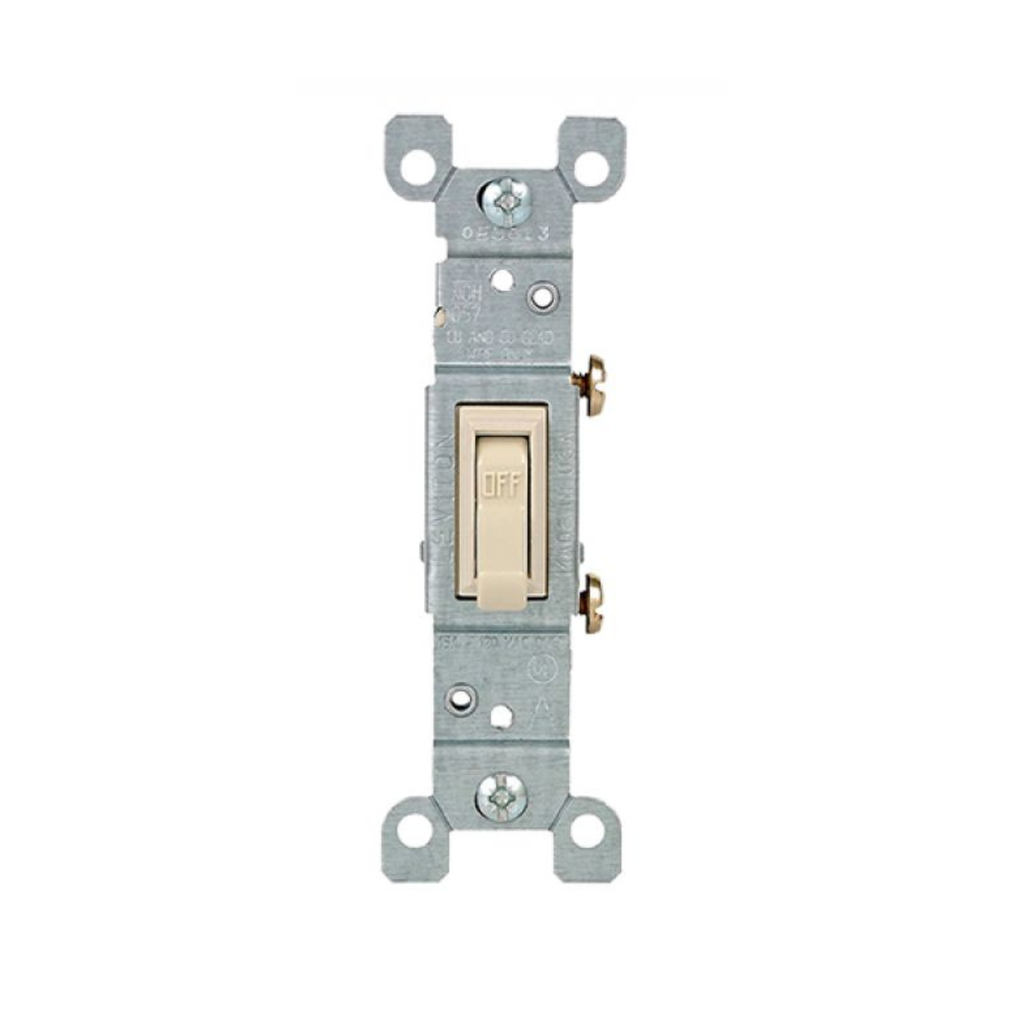 INTERRUPTOR UNIPOLAR SIMPLE DE PALANCA 15A 120V MARFIL