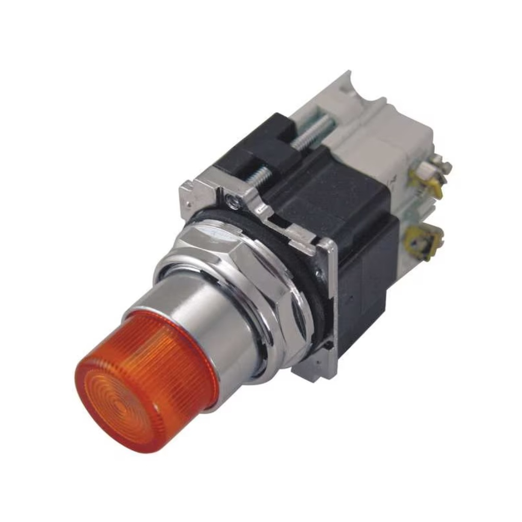 Pulsador luminoso extendido amarillo (ámbar) 30mm 120VAC/VDC 1NA+1NC