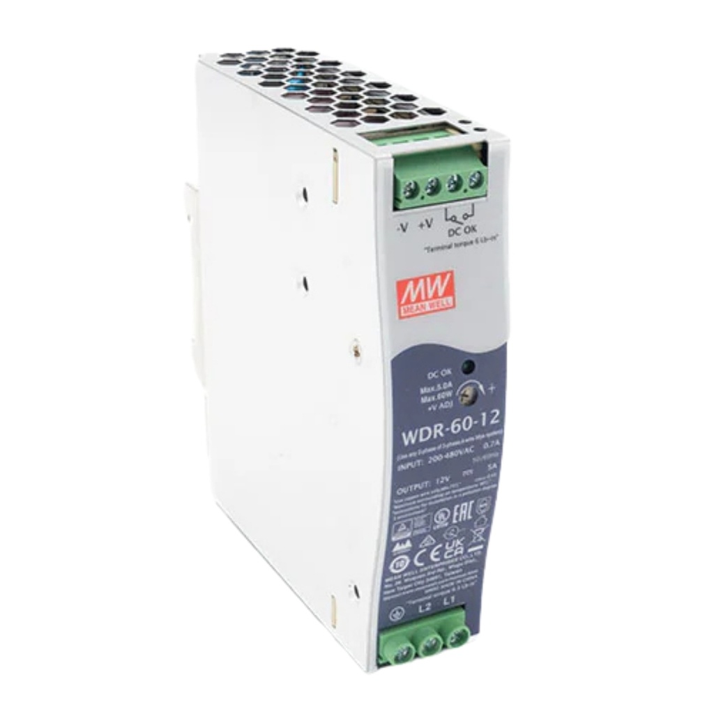 Fuente Riel DIN Wide Range 60W 12VDC 5A In 180-550VAC