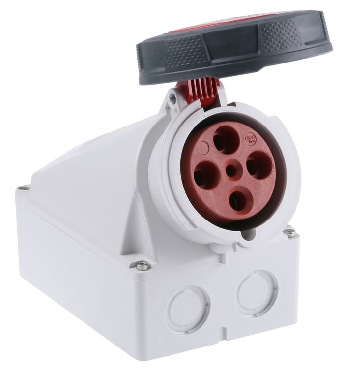 Toma Visible 63Amp 3P+T 415V Rojo 6H  Ip67