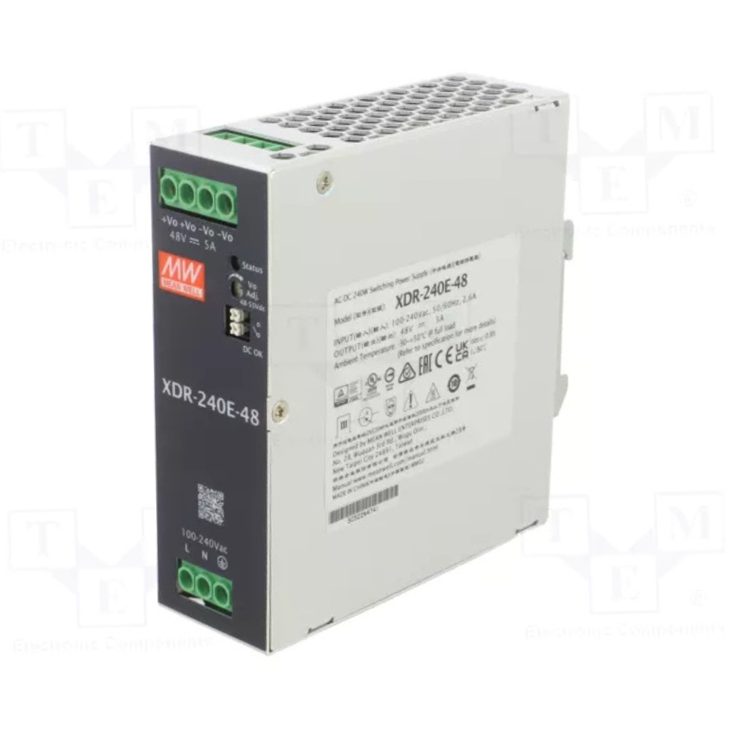 Fuente Riel DIN 240W 48VDC 5A In 85-264VAC (Serie E)