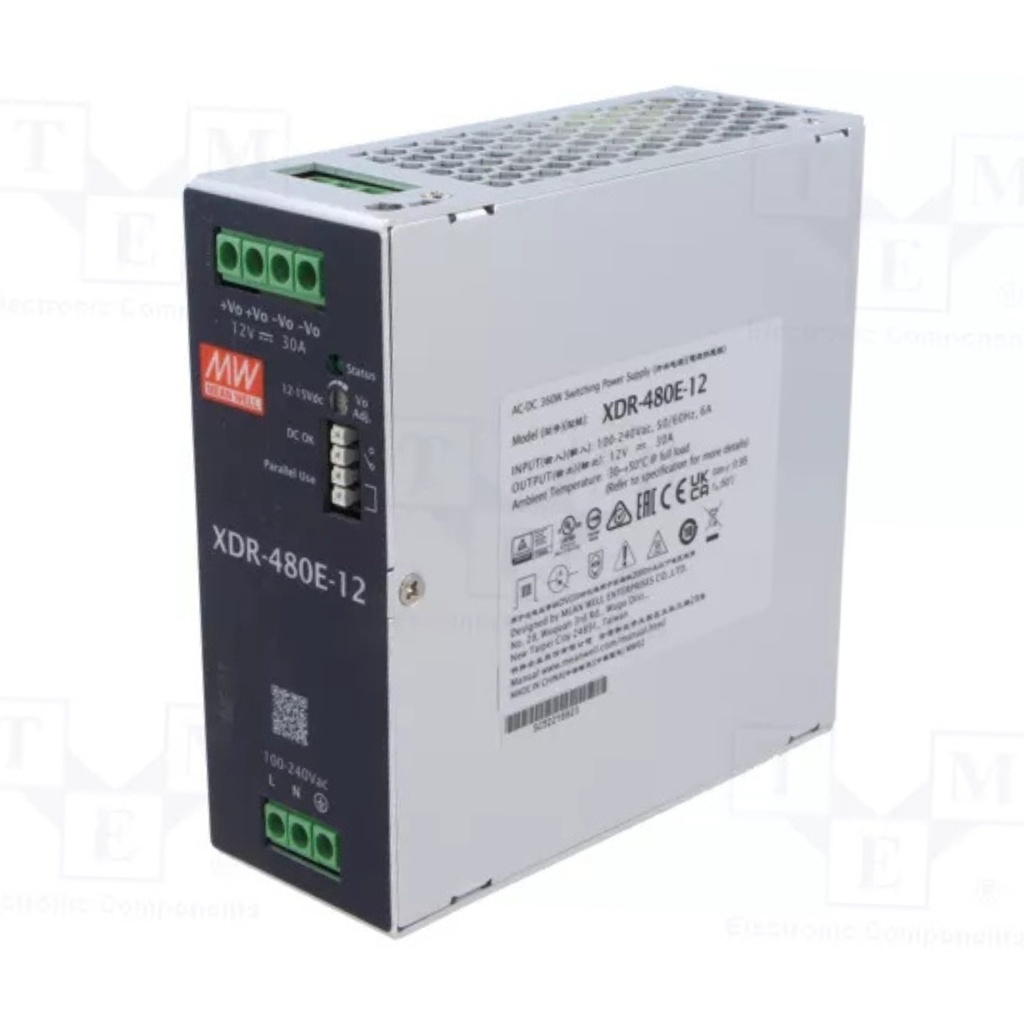 Fuente Riel DIN 480W 12VDC 40A In 85-264VAC (Serie E)
