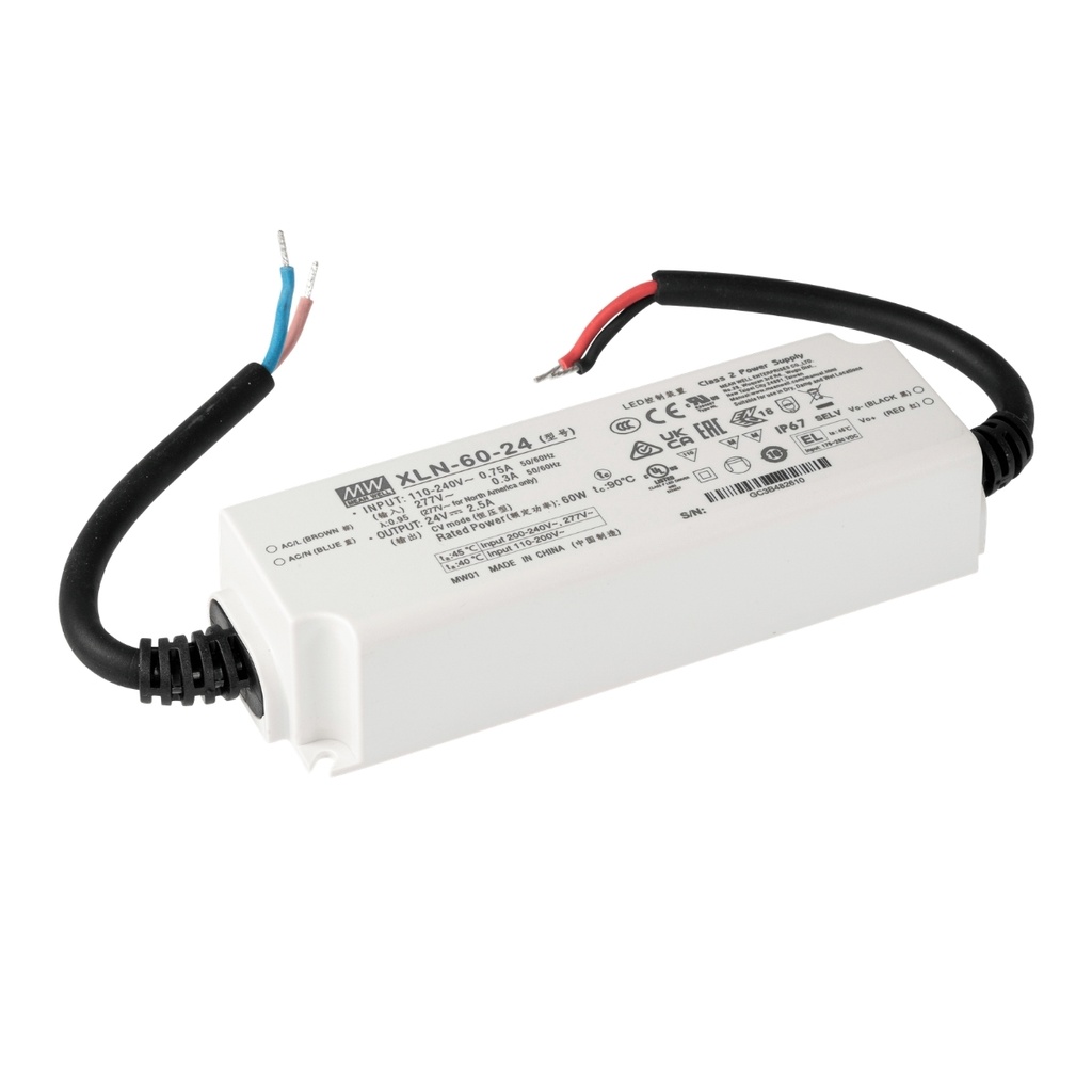 Fuente De Alimentacion LED 60W 24VDC 2.5A In 90-264VAC IP67 Constant Voltage