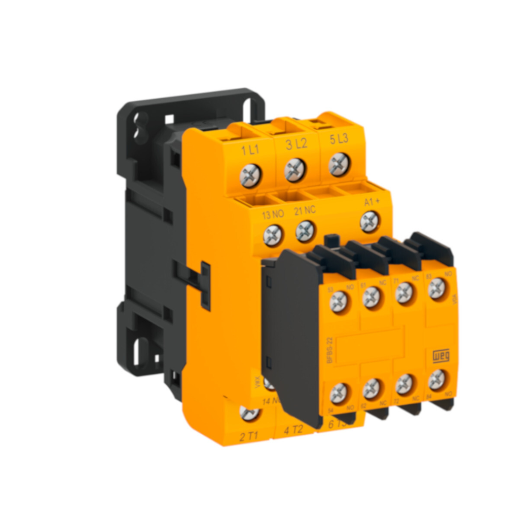 CONTACTOR DE SEGURIDAD AMARILLO 3POLOS 25 AMP. BOBINA 24VDC
