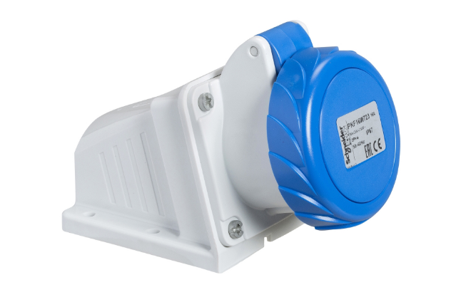 Toma Industrial Adosable 2P+T 16A 250Vac Azul 6H Ip67 