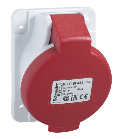 Toma Industrial Empotrado 3P+T 32A 380/415Vac Rojo 6H Ip44 