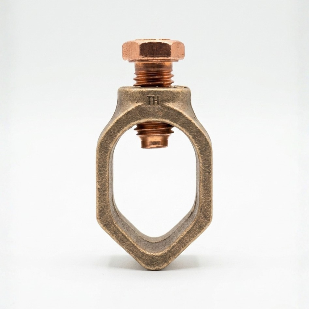 Conector Tipo AB P/Varilla 5/8 (Cuerpo de bronce + Perno de Cobre)