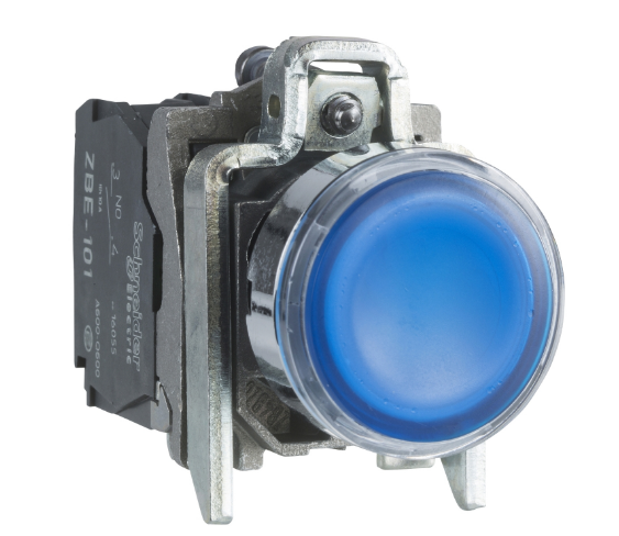 Pulsador Lumin. Rasante Metal Azul Ø22Mm 24Vac/Dc C/Led 1Na+1Nc Harmony 