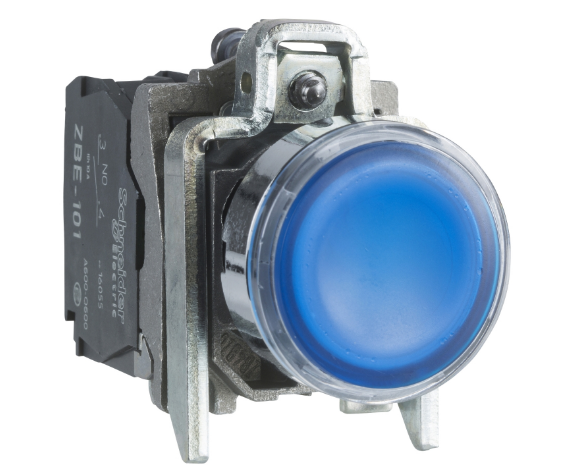 Pulsador Lumin. Rasante Metal Azul Ø22Mm 220Vac C/Led 1Na+1Nc Harmony 