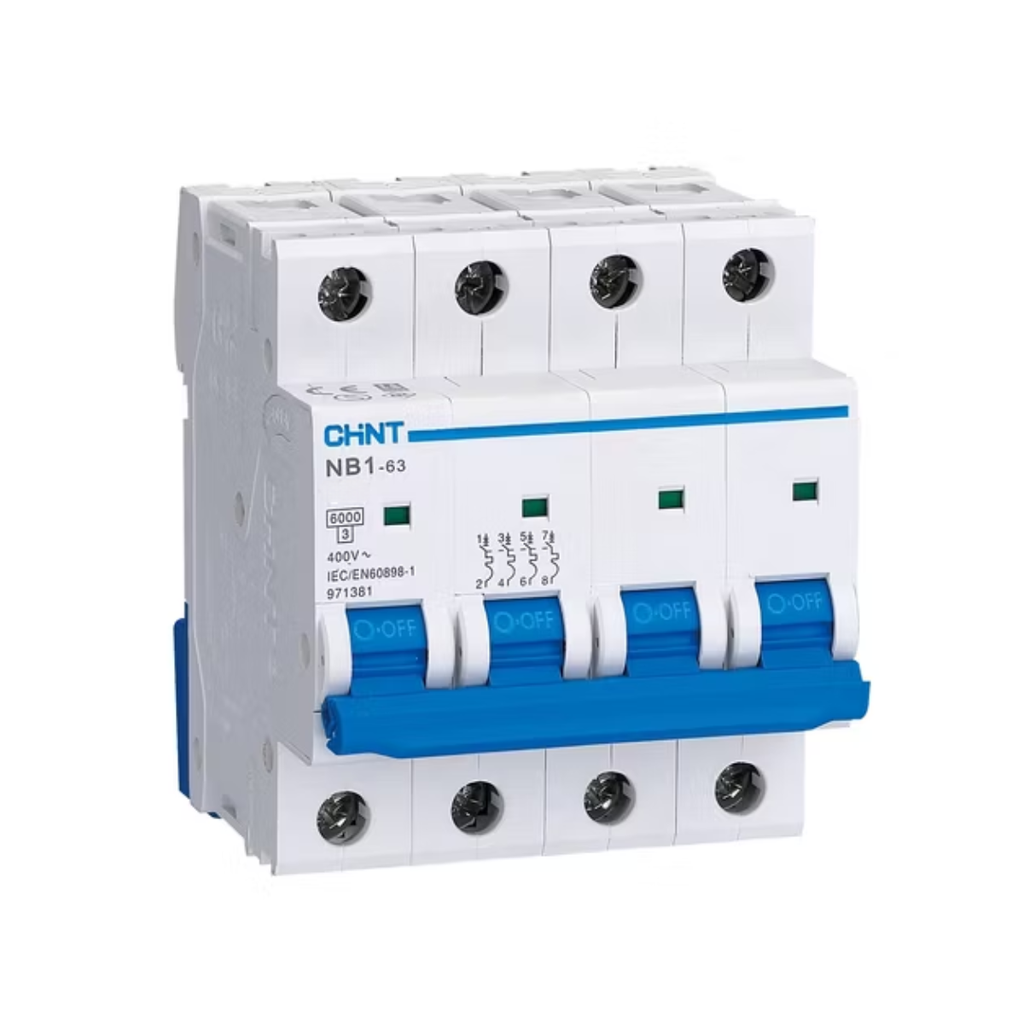 Interruptor Termomagnetico 4X20A 10Ka/400Vac Clase3(Energy
Limiting Class) Uimp=6Kv Curva"C" Iec60947-2 Chint