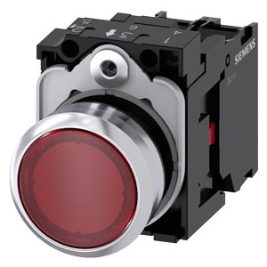 Pulsador Lumin. Rasante Metal Rojo Ø22Mm 24Vac/Dc C/Led 1Nc,  Con Soporte, 