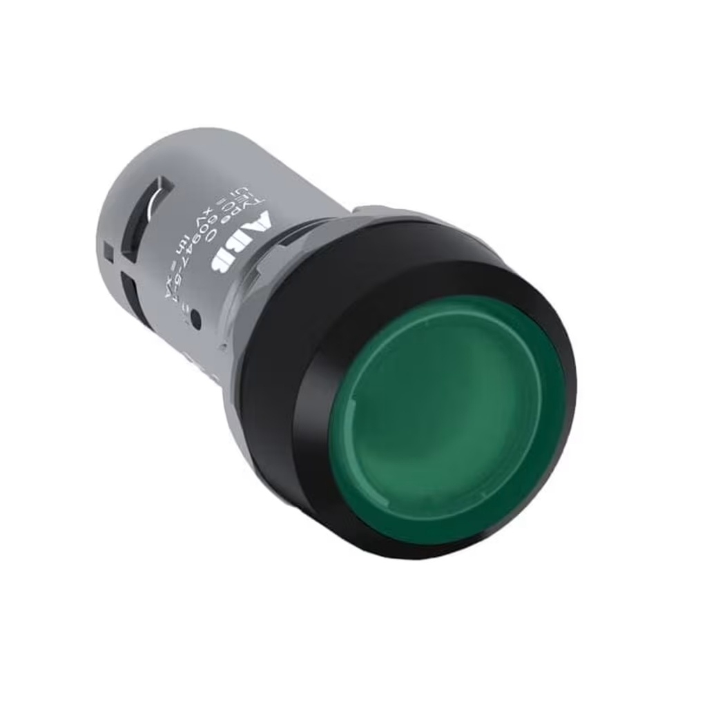 Pulsador Luminoso Rasante Led Verde 22Mm C/Led 230Vac Con Block 1Na