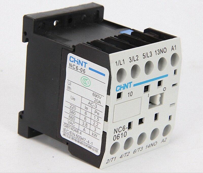 Contactor Potencia Magnetico 3P 6A Ac3 Bob 220Vac 1Na 2Kw  50/60Hz