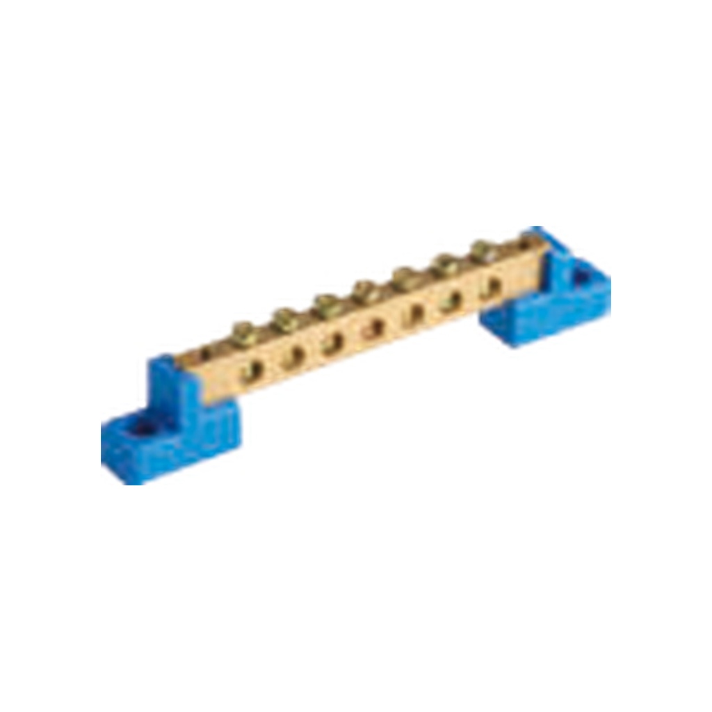 Bornera Tierra 6x9mm 4 Puntos PVC Verde