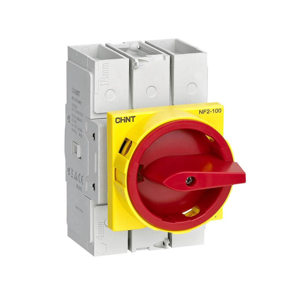 Seccionador Bajo Carga  Nf2 - 3P - In:32A - Montaje Directo En Frente - Maneta Amarillo Rojo