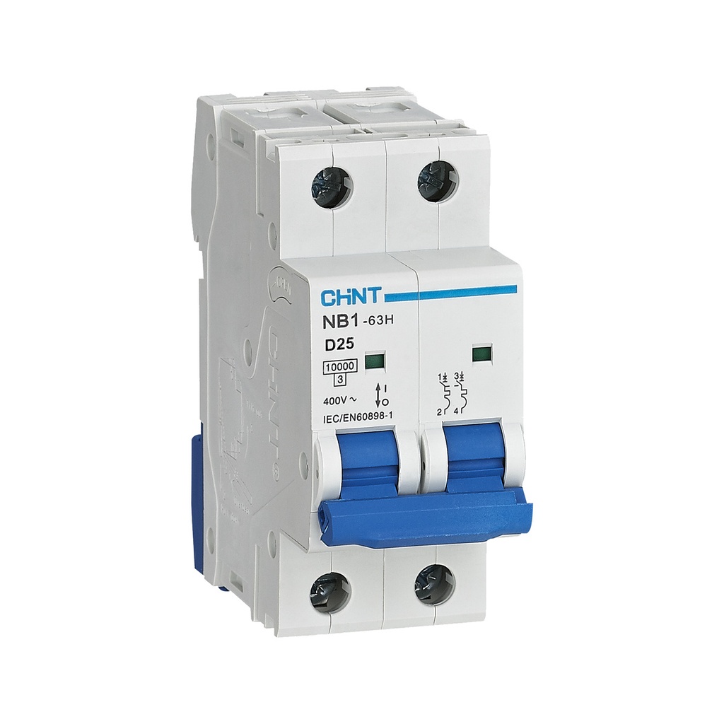 Interruptor Termomagnetico 2X25A 12In 10Ka/400Vac Clase3 (Energy Limiting Class) Uimp=6Kv Curva "D" Iec60947-2 Chint
