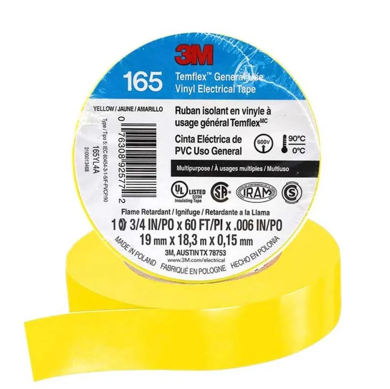 Cinta Aisl. Temflex 165 Vinilo 3/4&quot;X 18Mts Amarillo