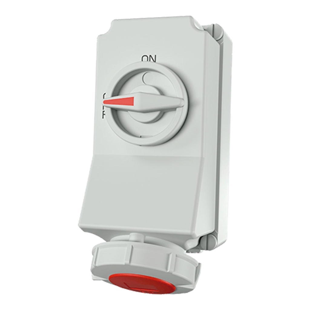          Toma Visible Con Interruptor Y Enclavamiento 32Amp 3P+N+T 415V Rojo 6H Ip67