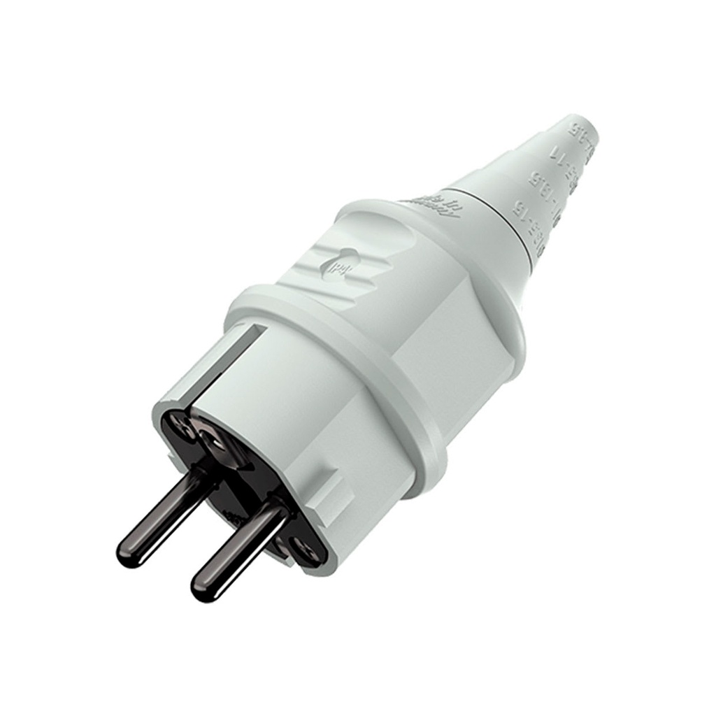 Enchufe Schuko Color Gris 16Amp 2P+T 250V   Ip44