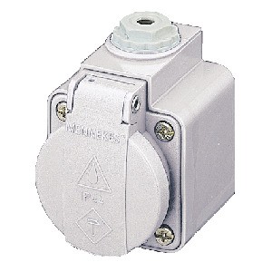 Toma Visible Schuko Gris 16Amp 2P+T 250V   Ip44