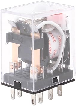 Rele Enchufable 8 Pines Planos 24Vdc  5A 2Nanc Con Indicador Mecanico